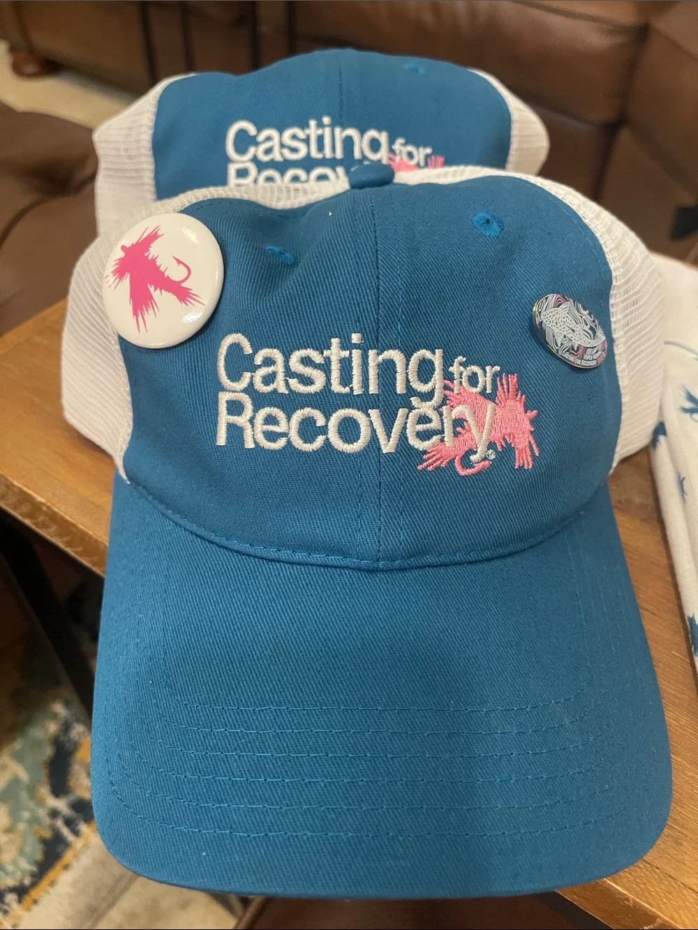 Women’s Blue Trucker Hats and Buff Set